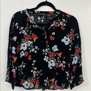 BANANA REPUBLIC Floral Black Blouse by Roaman's
